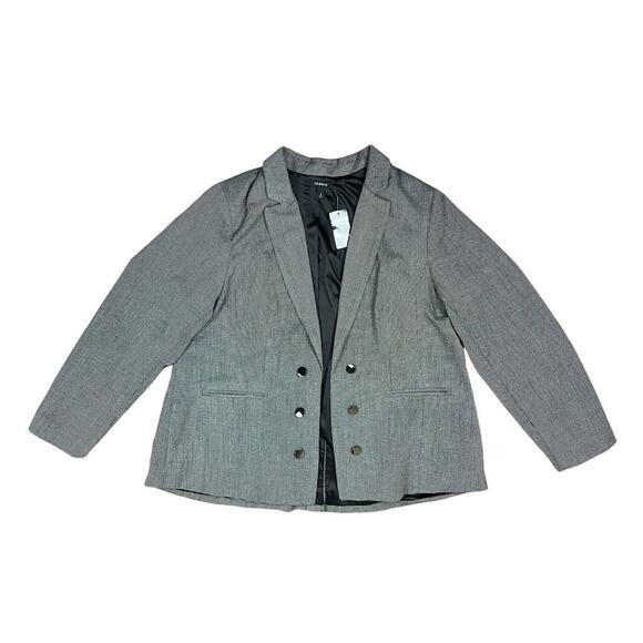 Torrid Textured Double Breast Dark Pearl Grey Blazer Open Front Plus Size 3X New - Picture 4 of 8